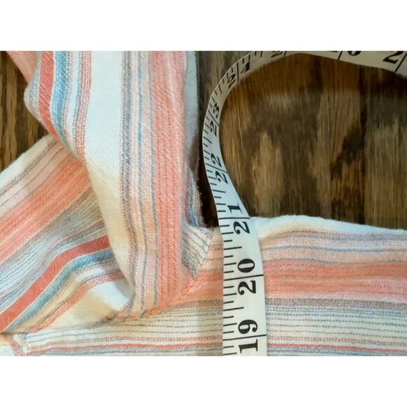 Tommy Hilfiger Linen Striped Pink Button Down Women's Shirt Large Long Sleeve - Picture 8 of 8
